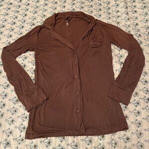 SKIMS Sleep Brown Pajama Top